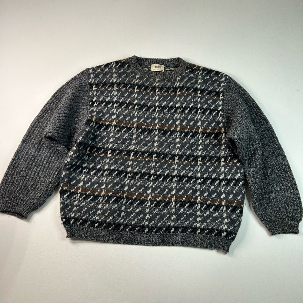 Sisley Mens Preppy Fall Made in Italy 100% Virgin Wool Multicolor Sweater XL VTG